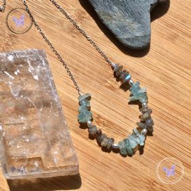 Blue Topaz & Labradorite Chip Silver Necklace